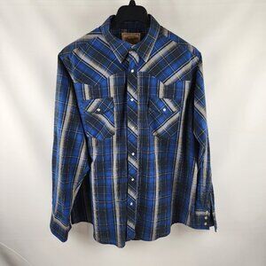 Wrangler Shirt Men XL Western Pearl Snap Long Sleeve Multicolor Black Blue